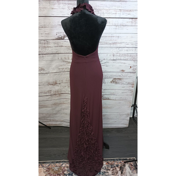 Deep Dark Burgundy Ruffle Formal With Train Absolutely Stunning Size 6 - Picture 5 of 6